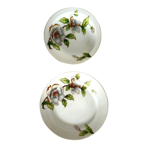 1950s Vintage Roselyn China Dogwood Floral Pattern Japan Small Dessert Berry Bowl & Bread Plate Set- 2 Pieces