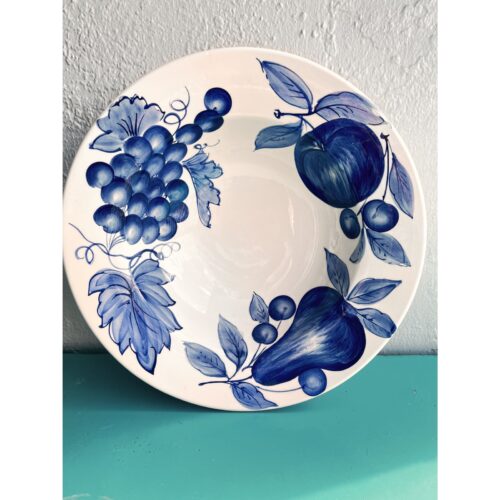 2000s Blue & White Fruit/Serving Bowl - Made in Italy - Image 6