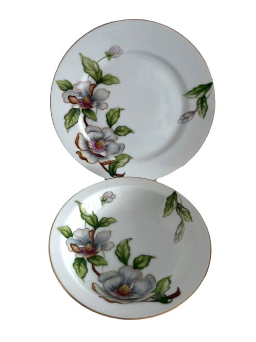 1950s Vintage Roselyn China Dogwood Floral Pattern Japan Small Dessert Berry Bowl & Bread Plate Set- 2 Pieces - Image 3