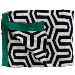 Contemporary Peak & Valley Extra Long Woven Geometric Kelly Green Oversized Throw