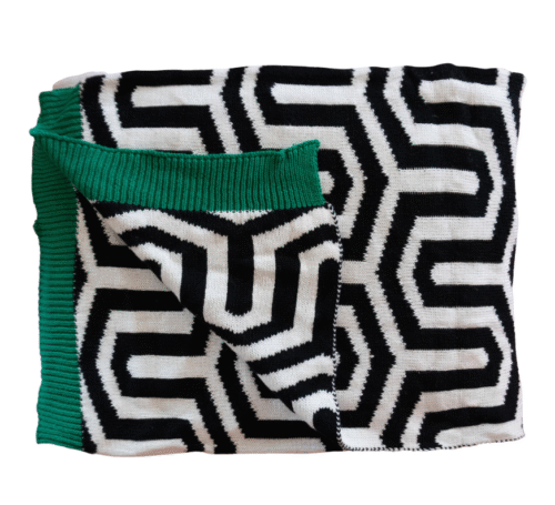 Contemporary Peak & Valley Extra Long Woven Geometric Kelly Green Oversized Throw