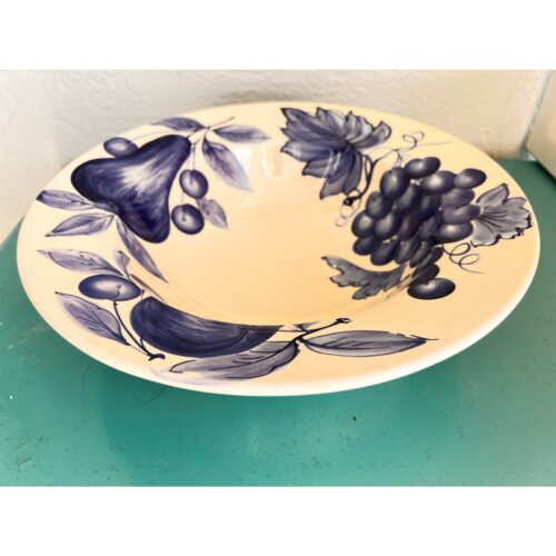 2000s Blue & White Fruit/Serving Bowl - Made in Italy - Image 3
