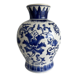 Chinoiserie Blue & White Floral Vase