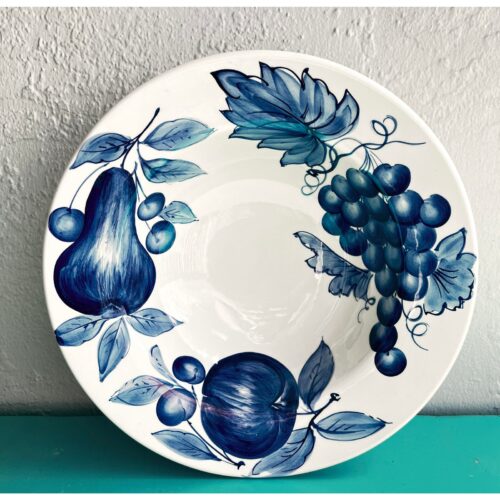 2000s Blue & White Fruit/Serving Bowl - Made in Italy - Image 7