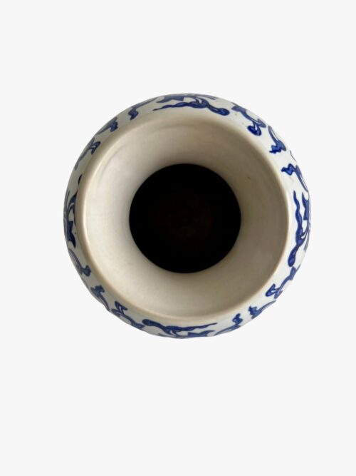 Chinoiserie Blue & White Floral Vase - Image 2