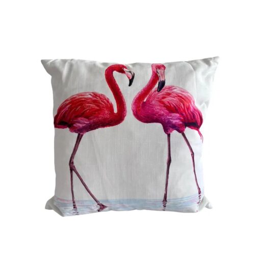 Contemporary 18 X 18 Flamingo Love Birds Pillow Cover - Christi Tasker Miami - Image 6
