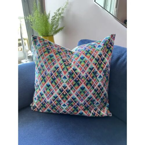 Contemporary Colorful Diamond Flame Stitch Pillow Cover - Christi Tasker Miami - Image 3
