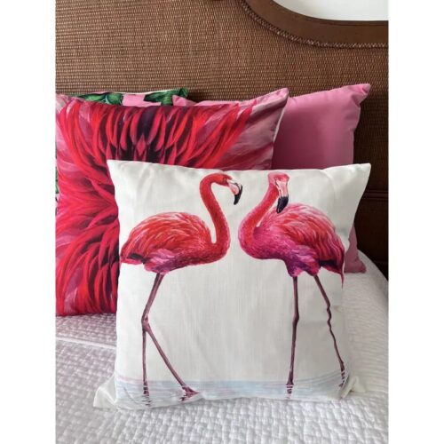 Contemporary 18 X 18 Flamingo Love Birds Pillow Cover - Christi Tasker Miami - Image 9