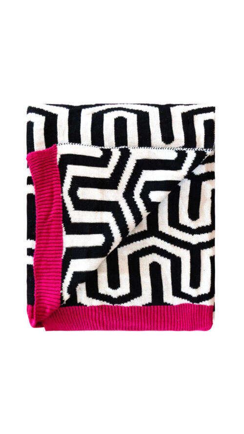 Contemporary Peak & Valley Extra Long Woven Geometric Raspberry Pink Oversized Throw - Image 3