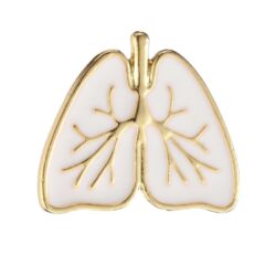 Anatomical Lung Brooch Gold White Enamel