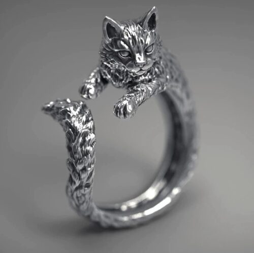 Handmade Cat Chasing Tail Ring