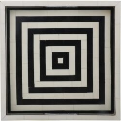 Handicrafts Home 12" x 12" Concentric Art Inspired Decorative Trays Black & White