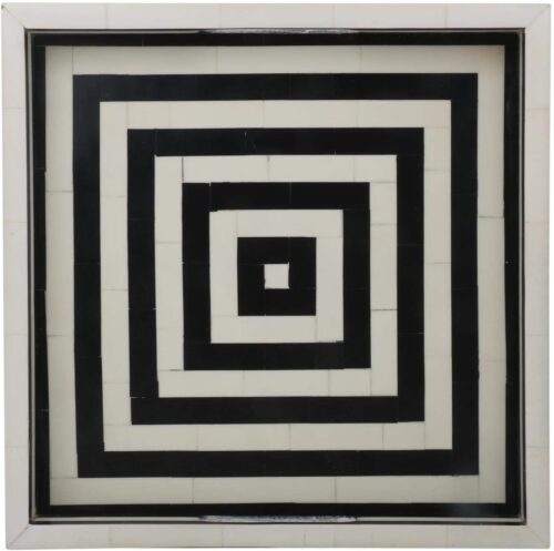 Handicrafts Home 12" x 12" Concentric Art Inspired Decorative Trays Black & White