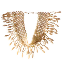 Vintage Faux Pearl Wide Choker Collar Fringed