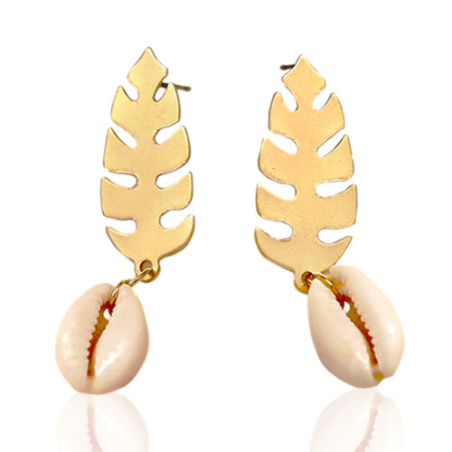 Sea Shell Earrings For Women Gold Color Round Geometric Drop Pearl Shell Earrings Summer Beach Ladies Fashion Jewelry