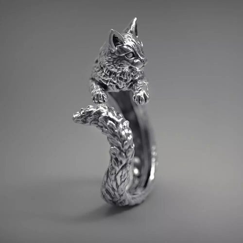 Handmade Cat Chasing Tail Ring - Image 2