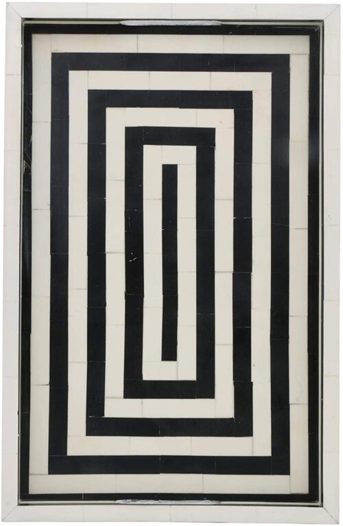 Handicrafts Home 11" x 17" Concentric Art Inspired Decorative Trays Black & White