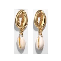 Sea Shell Earrings For Women Gold Color Round Geometric Drop Pearl Shell Earrings Summer Beach Ladies Fashion Jewelry