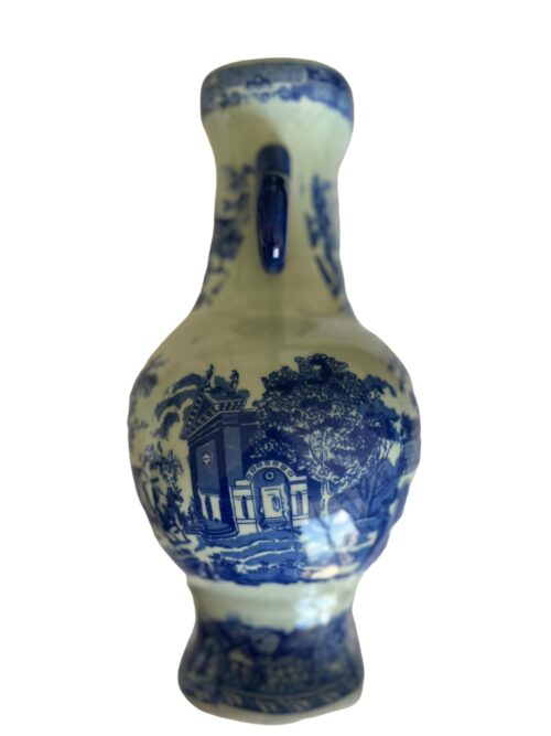 1980s Victoria Ware Ironstone Two-Handled Blue White Chinoiserie Vase - Image 12
