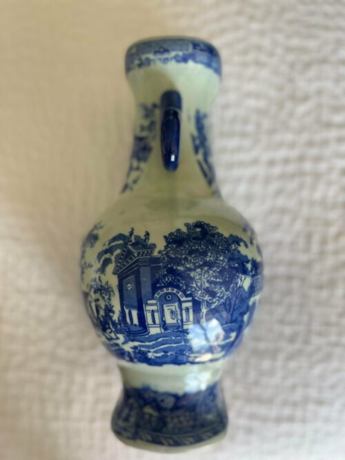 1980s Victoria Ware Ironstone Two-Handled Blue White Chinoiserie Vase - Image 7