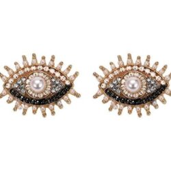 Eyes Wide Open Earrings Pearl Gold Black