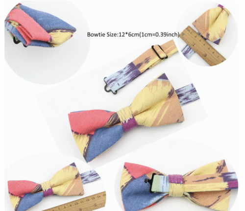 Linen Butterfly Bow Tie Hanky Set Pocket Square - Wedding Bow Tie - Image 2