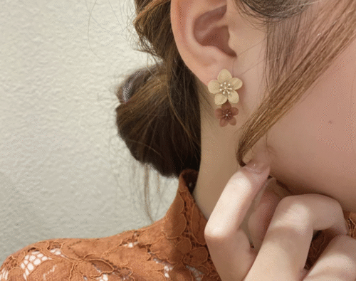 Coffee Flower Drop Dangle Earrings - Image 2