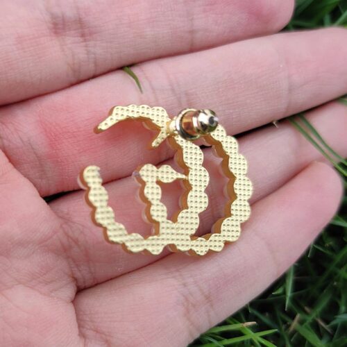 Luxury Pearl Double G Pierced Earring Stud - Image 3
