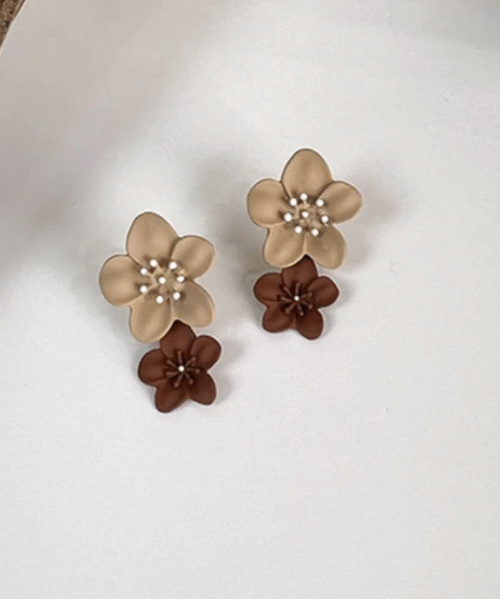 Coffee Flower Drop Dangle Earrings - Image 4