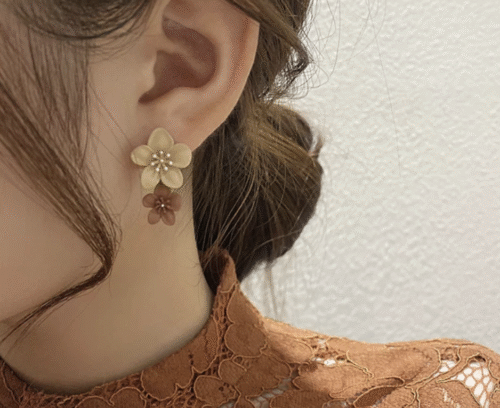 Coffee Flower Drop Dangle Earrings - Image 3