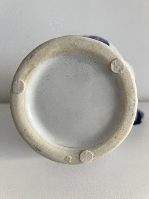 Chinoiserie Blue Scroll Ceramic Cobalt Blue and White Pitcher - Image 5