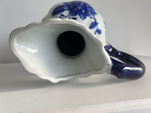 Chinoiserie Blue Scroll Ceramic Cobalt Blue and White Pitcher - Image 7