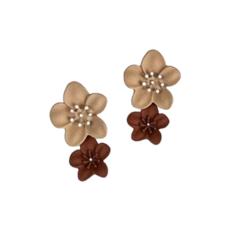 Coffee Flower Drop Dangle Earrings