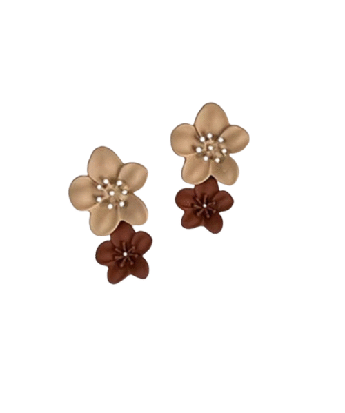 Coffee Flower Drop Dangle Earrings
