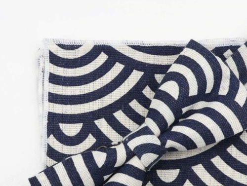 Art Deco Linen Abstract Bow Tie Handkerchief Pocket Square Set - Wedding Party - Image 2