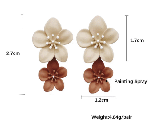 Coffee Flower Drop Dangle Earrings - Image 5