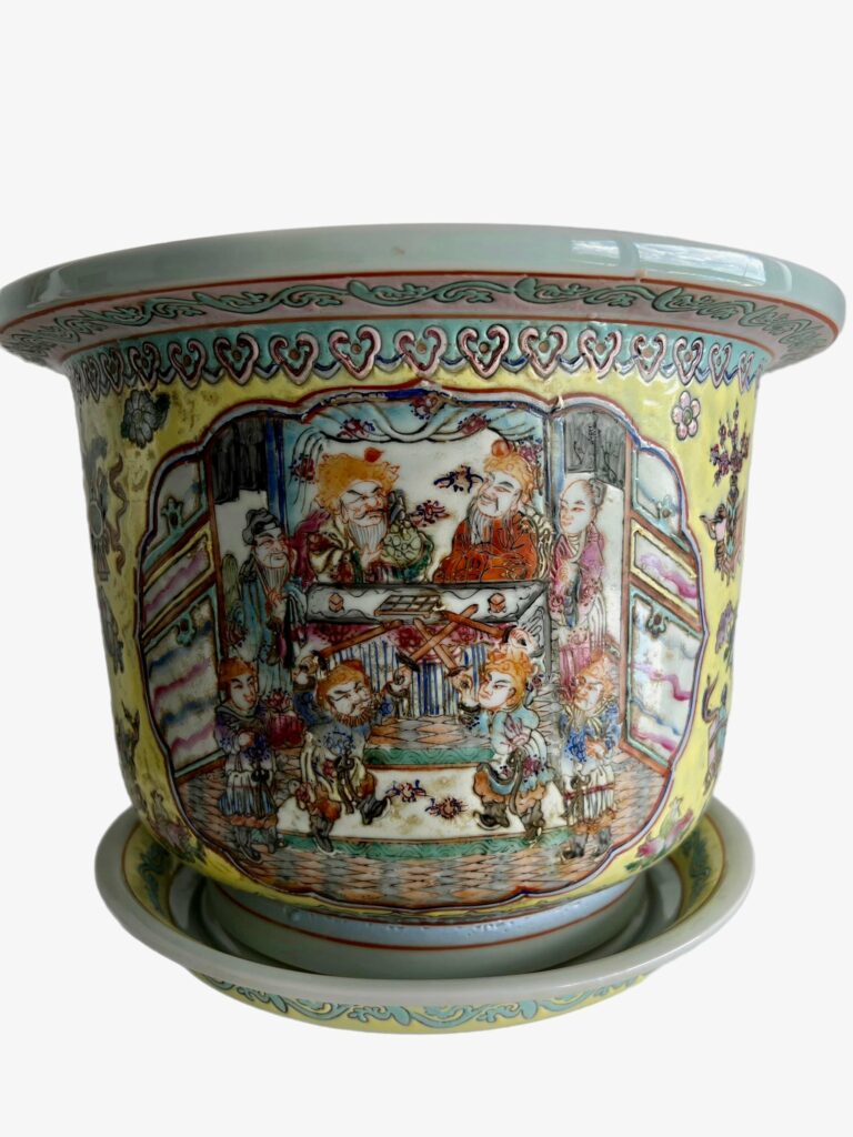 large antique cantonese chinese jardinere planter famille rose