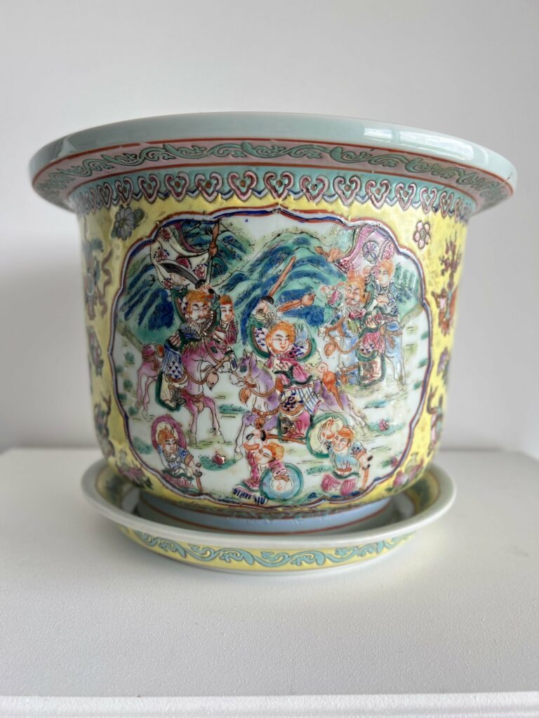 large antique cantonese chinese jardinere planter famille rose