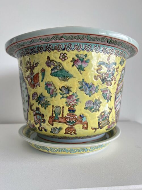Large Antique Cantonese Chinese Jardinere Planter Famille Rose - Image 7