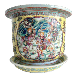 Large Antique Cantonese Chinese Jardinere Planter Famille Rose