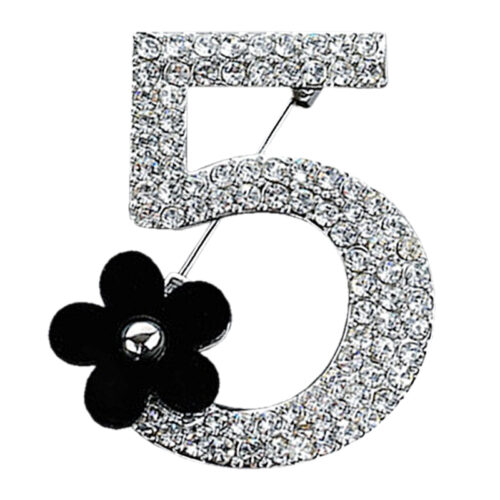 No. 5 Crystal Brooch w/ Acrylic Flower - Image 2