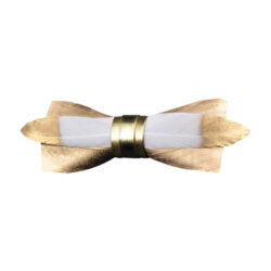 Hand-painted Gold Dipped Feather Bow Tie