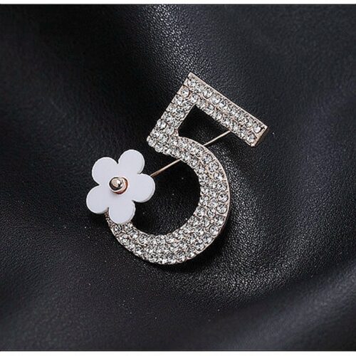No. 5 Crystal Brooch w/ Acrylic Flower - Image 3