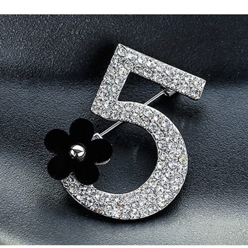 No. 5 Crystal Brooch w/ Acrylic Flower - Image 4