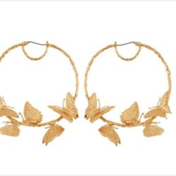 Butterfly Hoop Earrings | Gold Butterfly Earrings