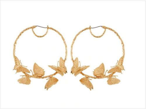 Butterfly Hoop Earrings | Gold Butterfly Earrings