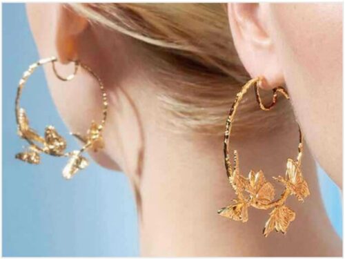 Butterfly Hoop Earrings | Gold Butterfly Earrings - Image 4