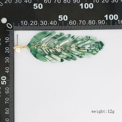 Pearlized Resin Leaf Drop Earring - Image 3