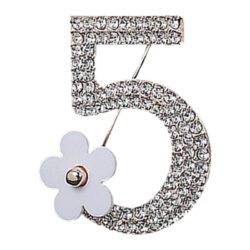 No. 5 Crystal Brooch w/ Acrylic Flower