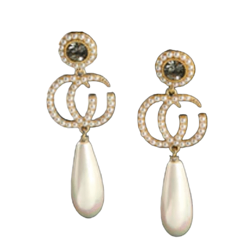 CC Pearl Drop Earring Mini Pearl Designer Dangle Earring